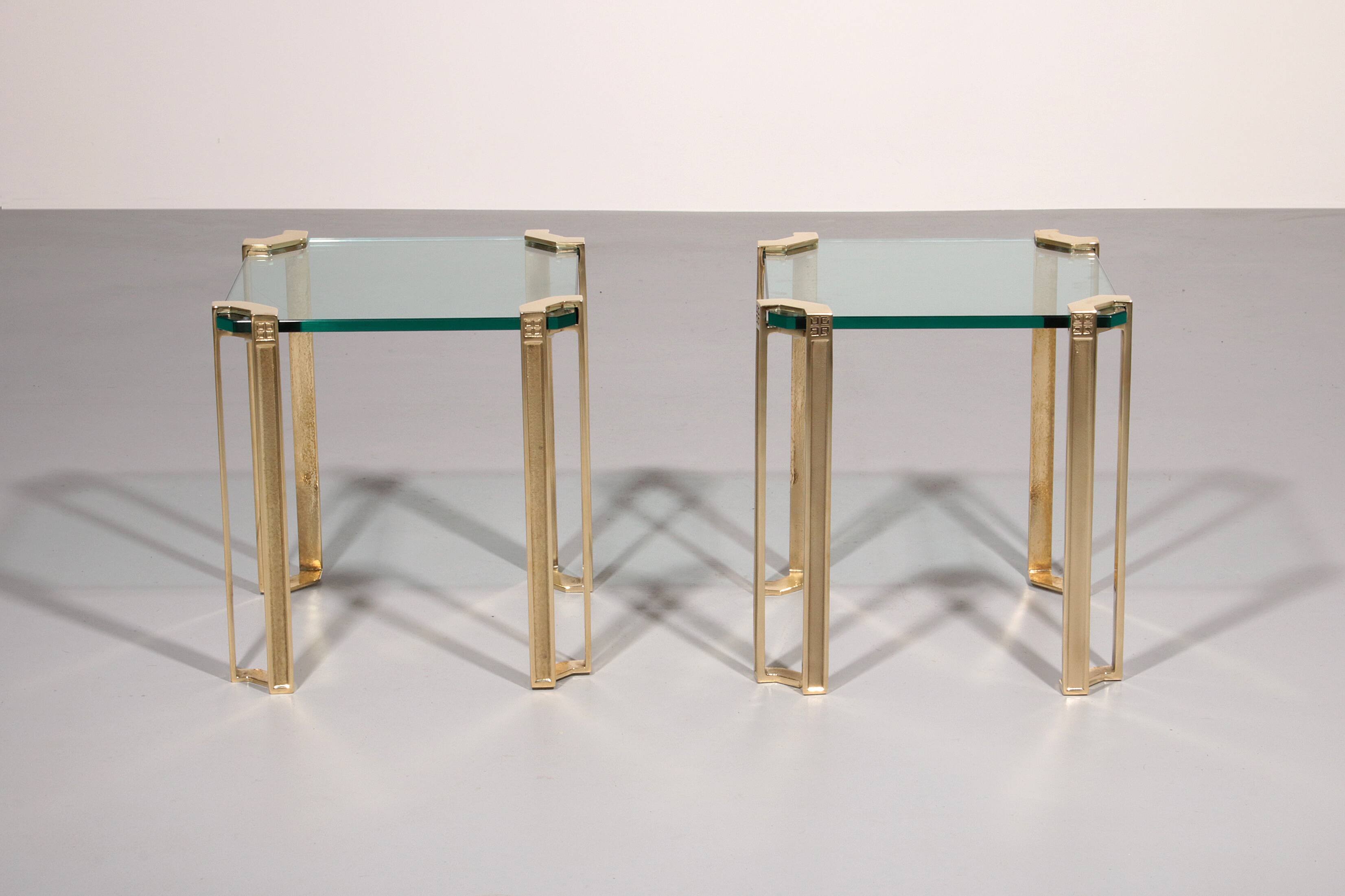 Peter Ghyczy high-gloss brass T24 side tables, 1970s (40x40x45)