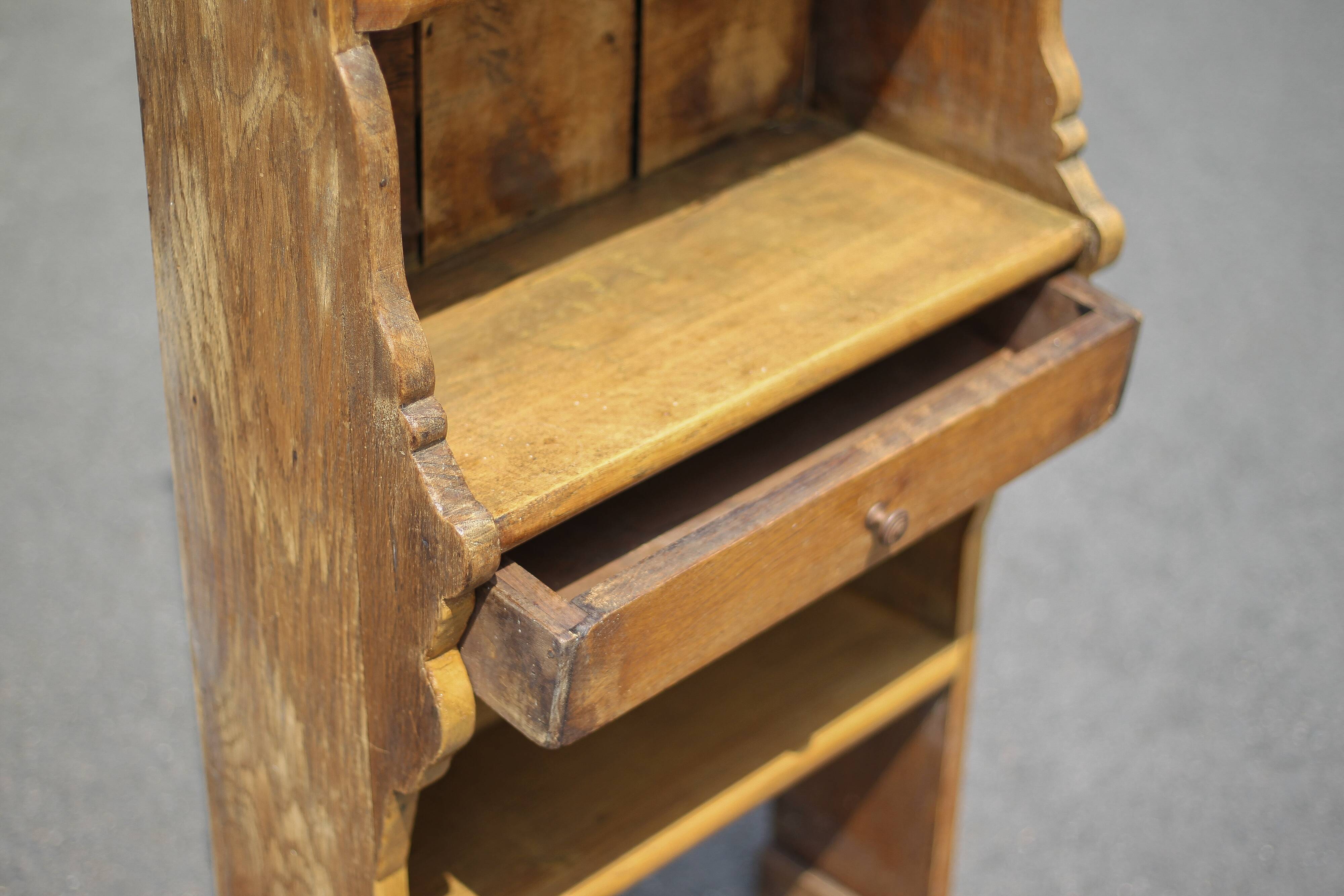 Old wooden dresser, standing shelf, vintage wooden furniture, kitchen, country, chalet, decoration