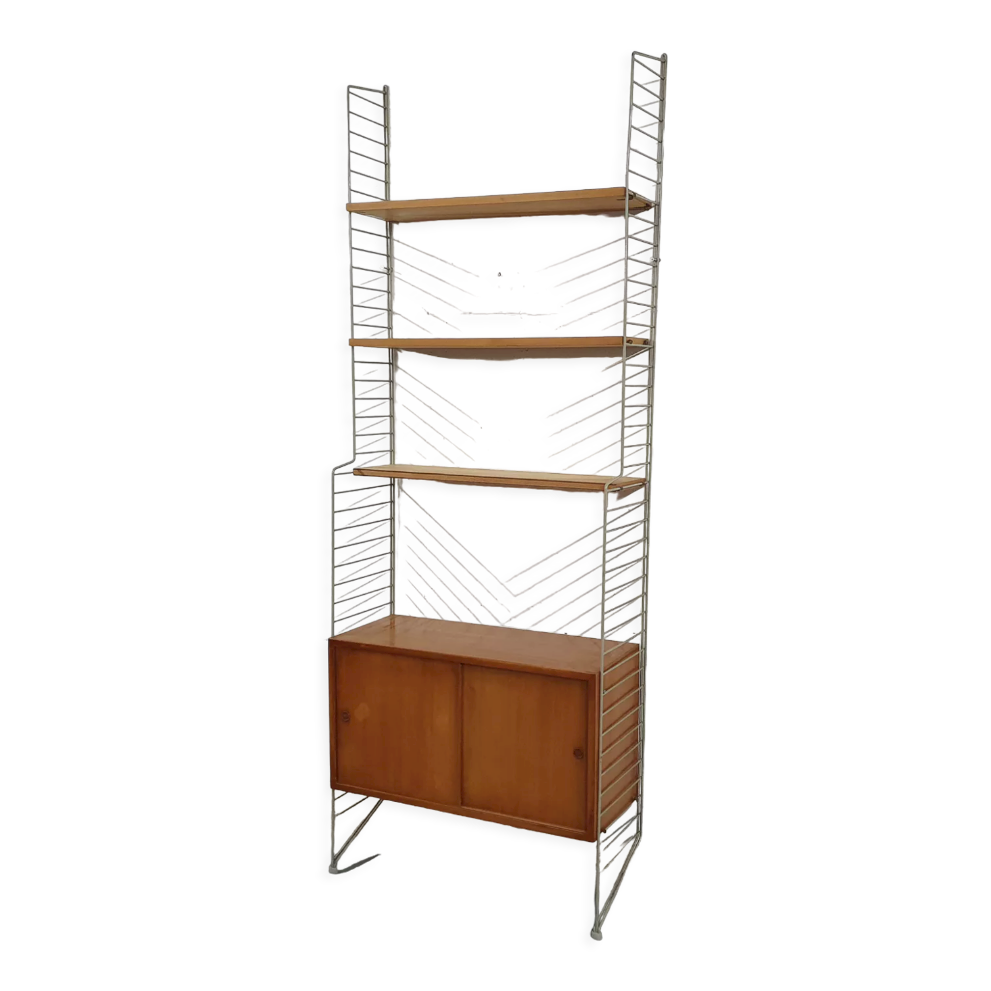 Pinewood wall unit by Nils “Nisse” Strinning for String, Sweden 1950's