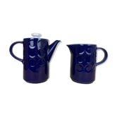 Théière et pichet vintage, céramique bleue