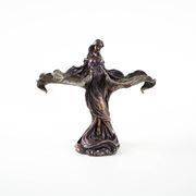 Brass female figurine in Art Deco style with floral motifs, European decorative art