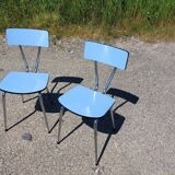 Pair of chairs in blue formica - vintage