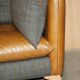Leather Harris Tweed sofa made in England.
