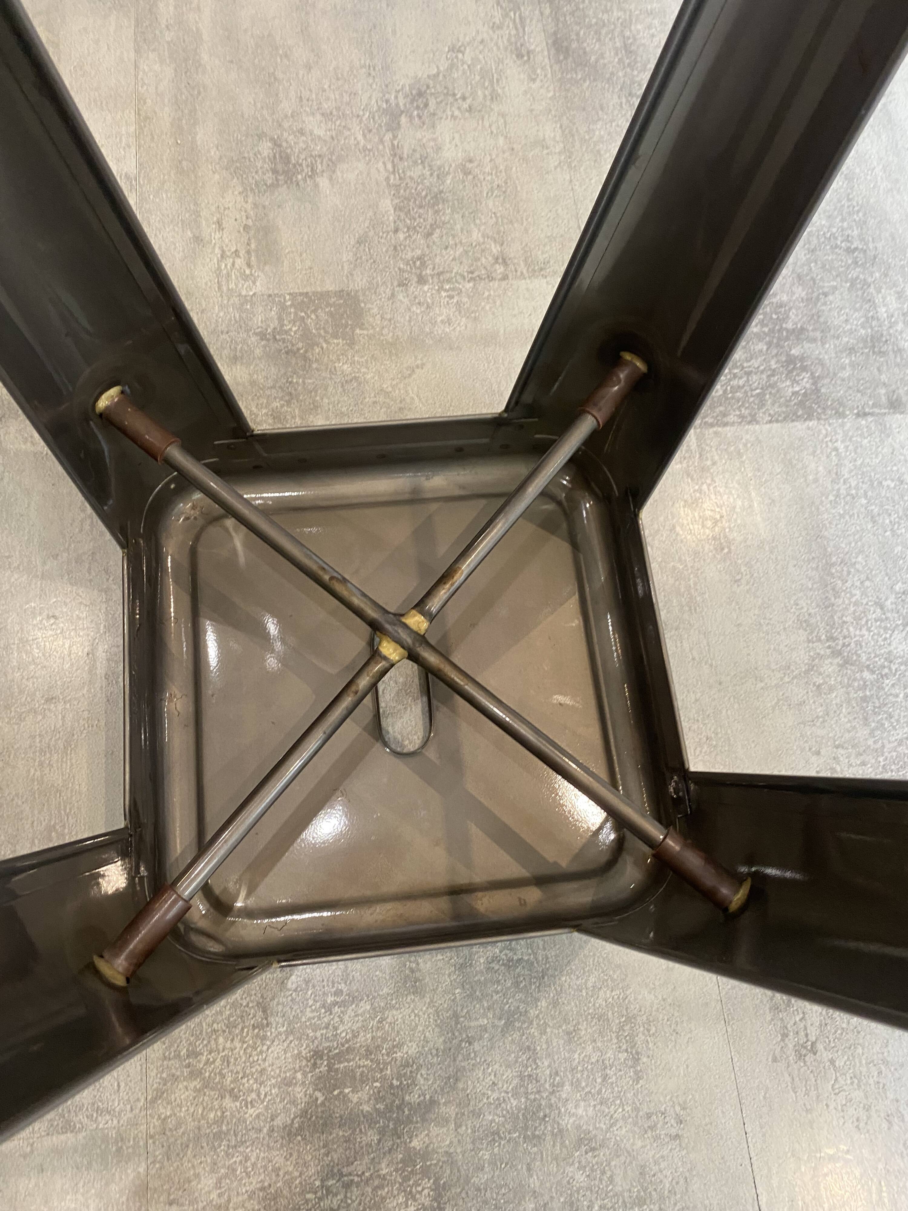 Genuine TOLIX H75 industrial high bar stool, stackable, varnished metal.