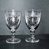 Set of 2 antique glasses in Saint-Louis crystal Model TALMA 1930 Rock crystal engraving 899