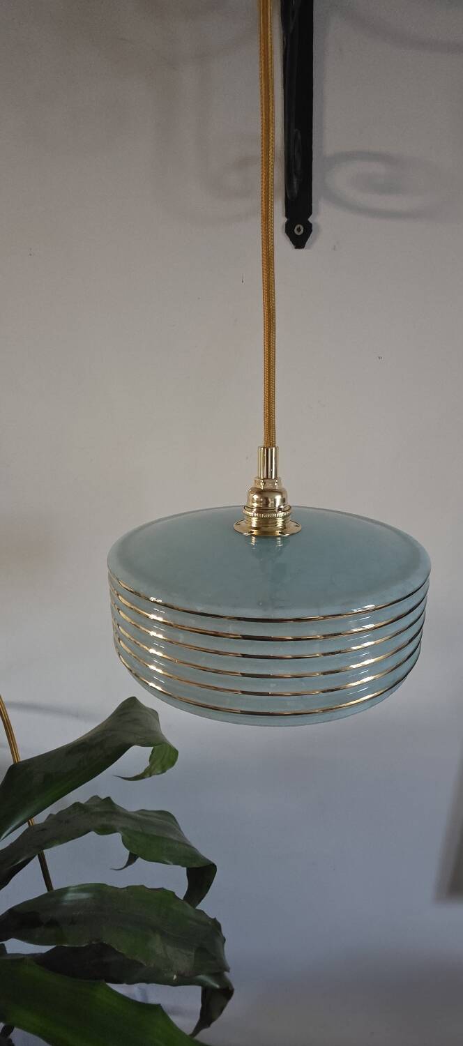 Clichy Glass Blue Portable Pendant Light