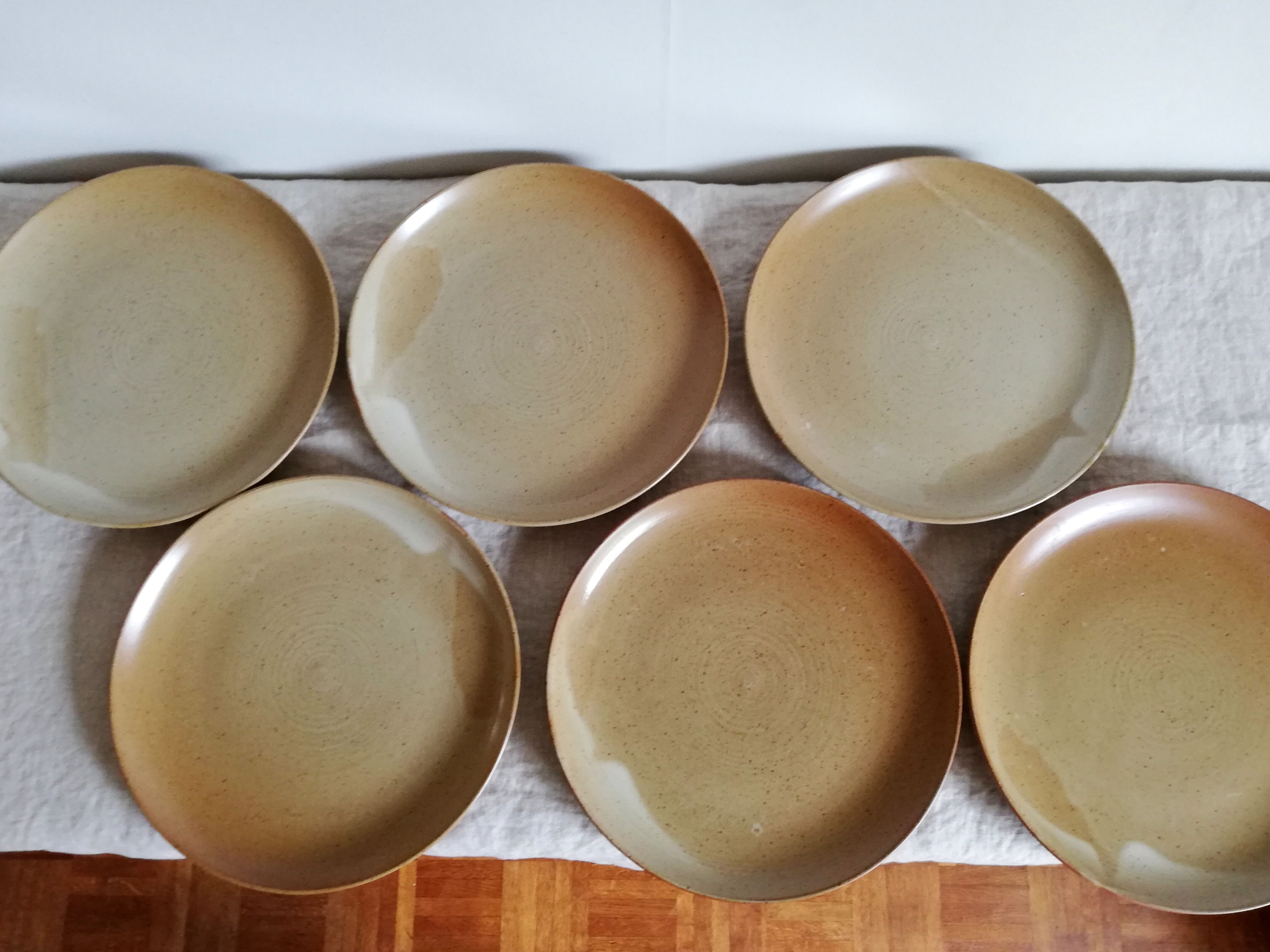 Service 12 assiettes plates grès Village NCF France