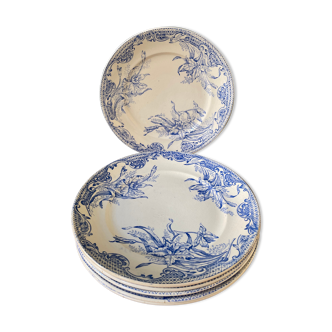 Series of 6 flat plates Iron Earth XIXth