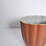 Crackle glaze porcelain vase, gold and orange-brown on grey, Denmark 1930s