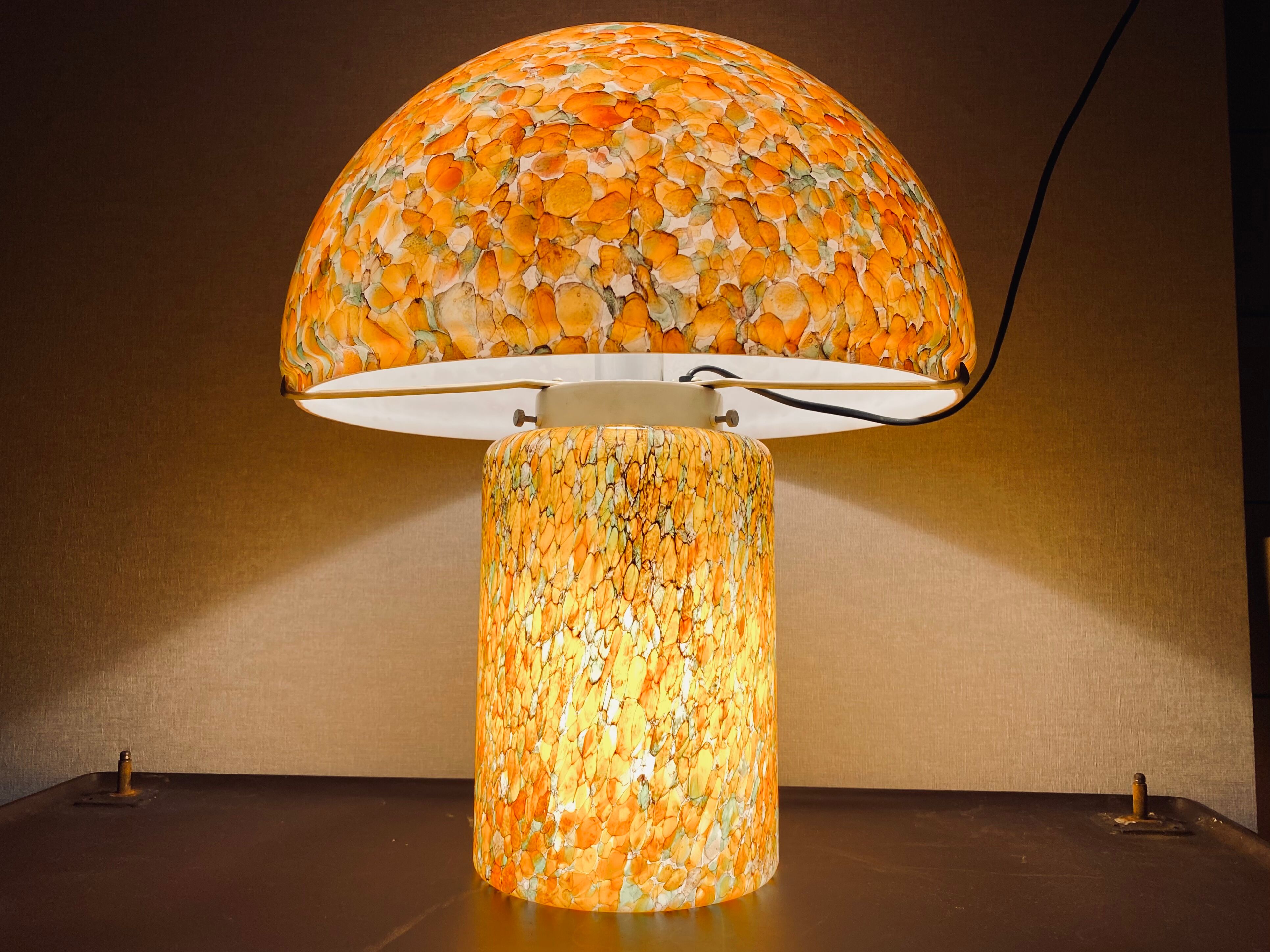 Orange mushroom lamp from Peill and Putzler, 1970s