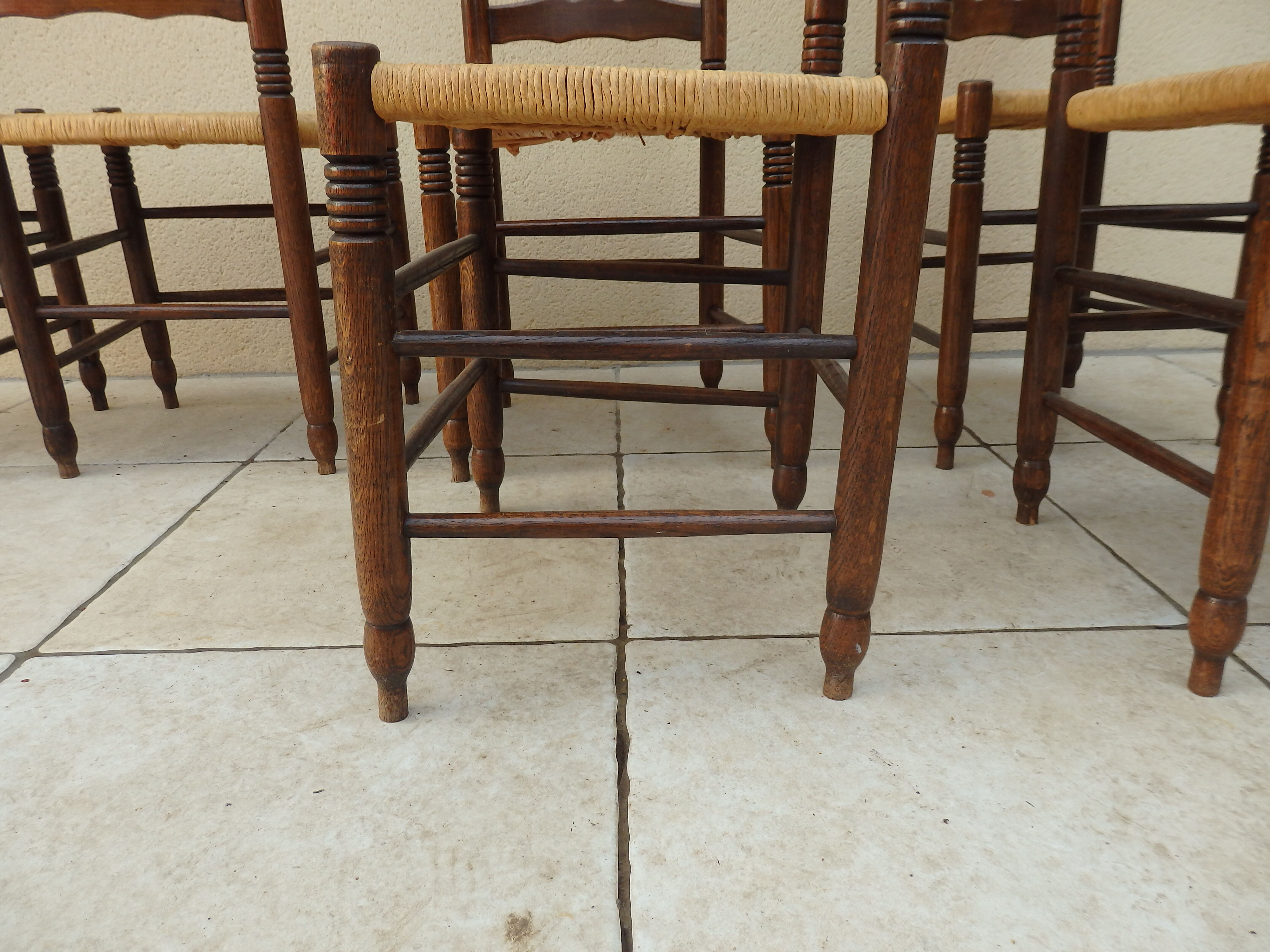 6 chairs straw and wood farmhouse old monastery