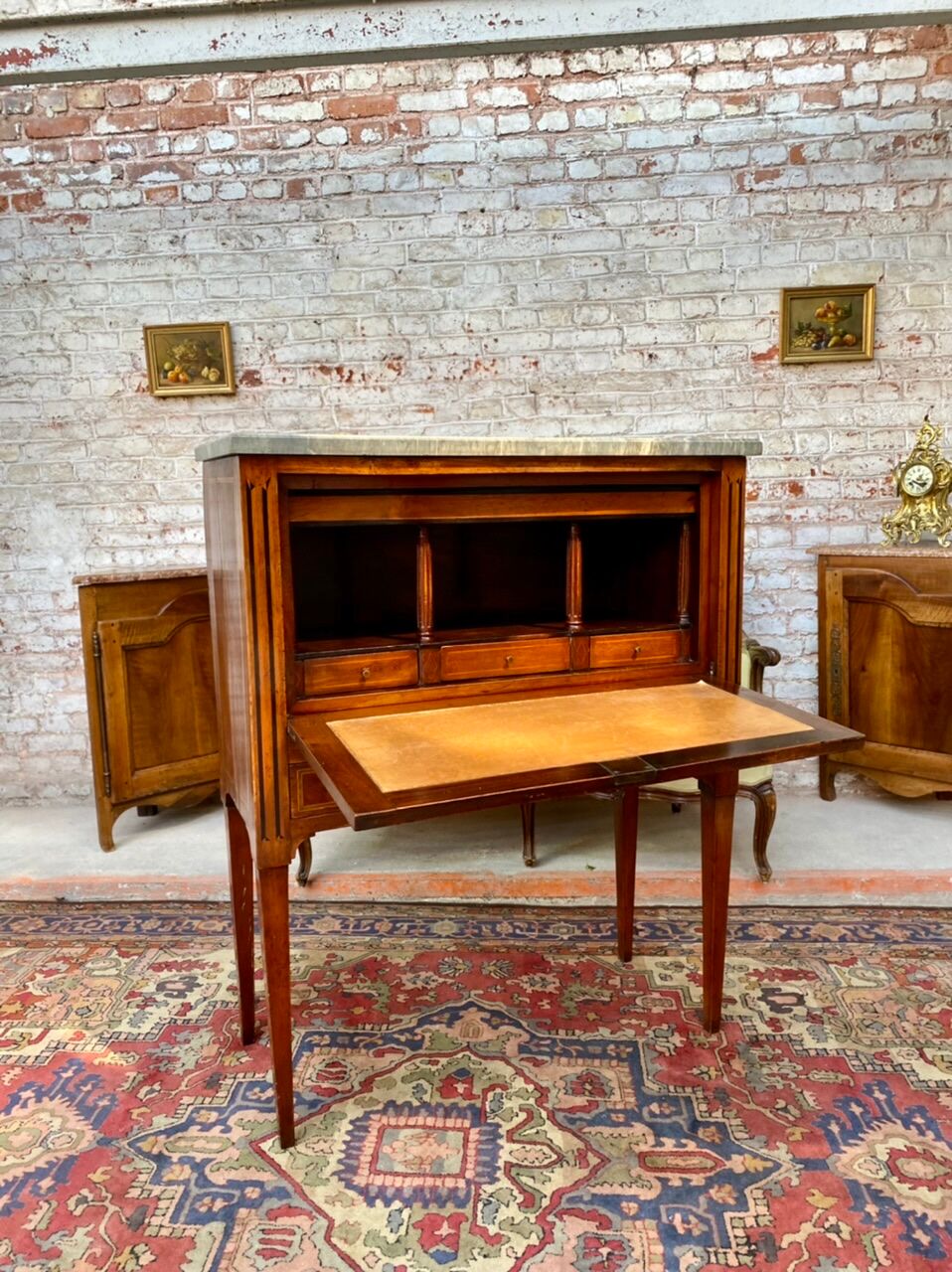 Louis XVI style Greek marquetry secretary, 19th century