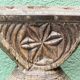 Brutalist candlestick, antique Asian grain sorter in carved wood.