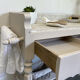 Dressing table bathroom restored wood tray earthenware beige