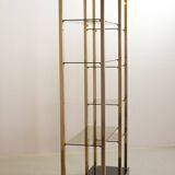 Black Belgo Chrom Hollywood Regency 20 Carat Gold Plated Shelving Unit 70s