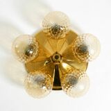 1960s Space Age brass ceiling lamp with 5 glass balls