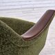 Fauteuil norvégien des années 1970, tissu de meuble vert, bois de teck,