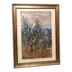 Oil painting on canvas, landscape, trees, Christine Oswalt, fishermen
