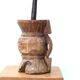 African mortar in carved wood, cast iron pestle, 70s