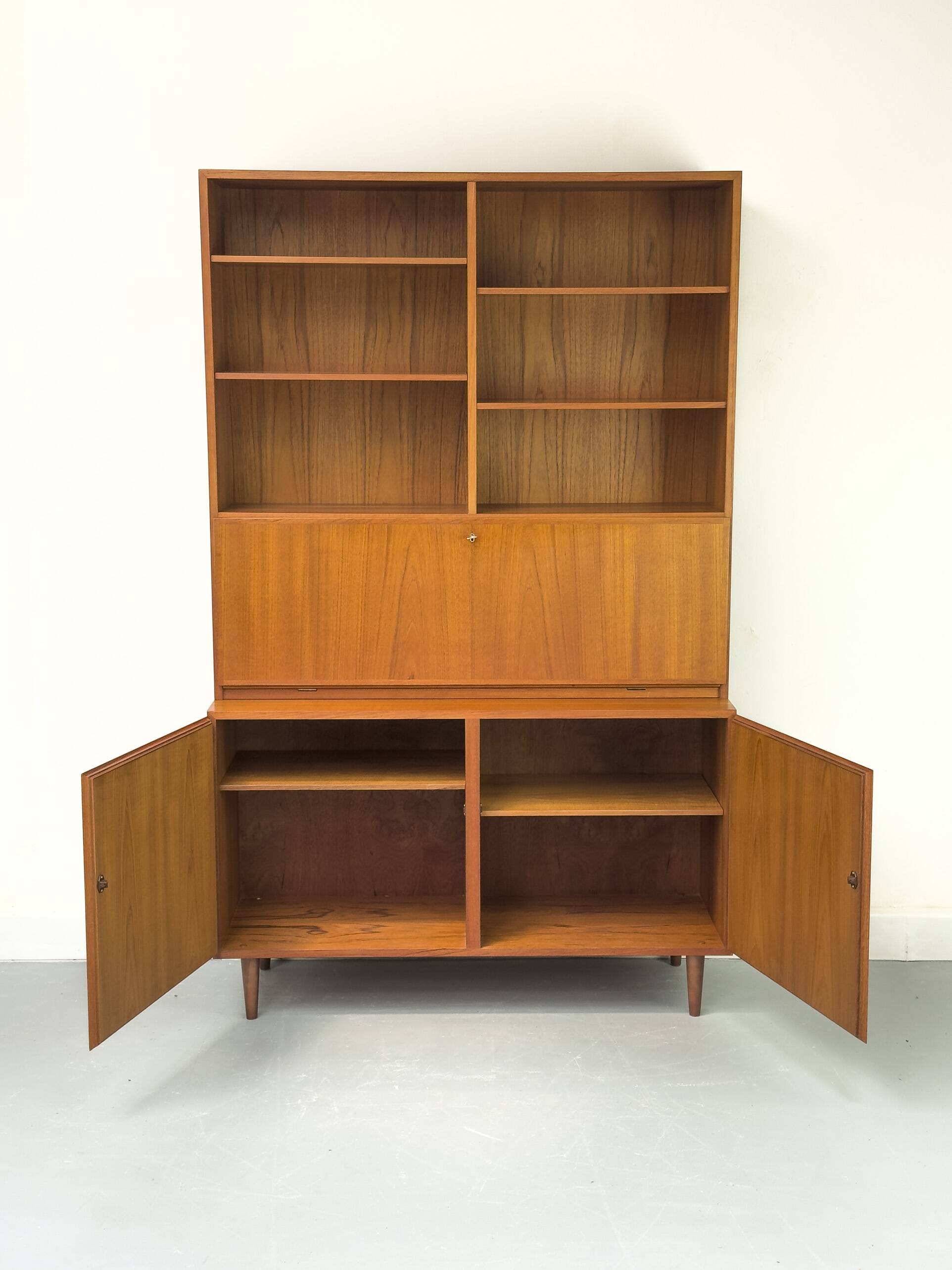 Vintage Teak Bookcase with Desk from Omann Jun, 1960s