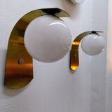 Vintage opaline and brass wall lights