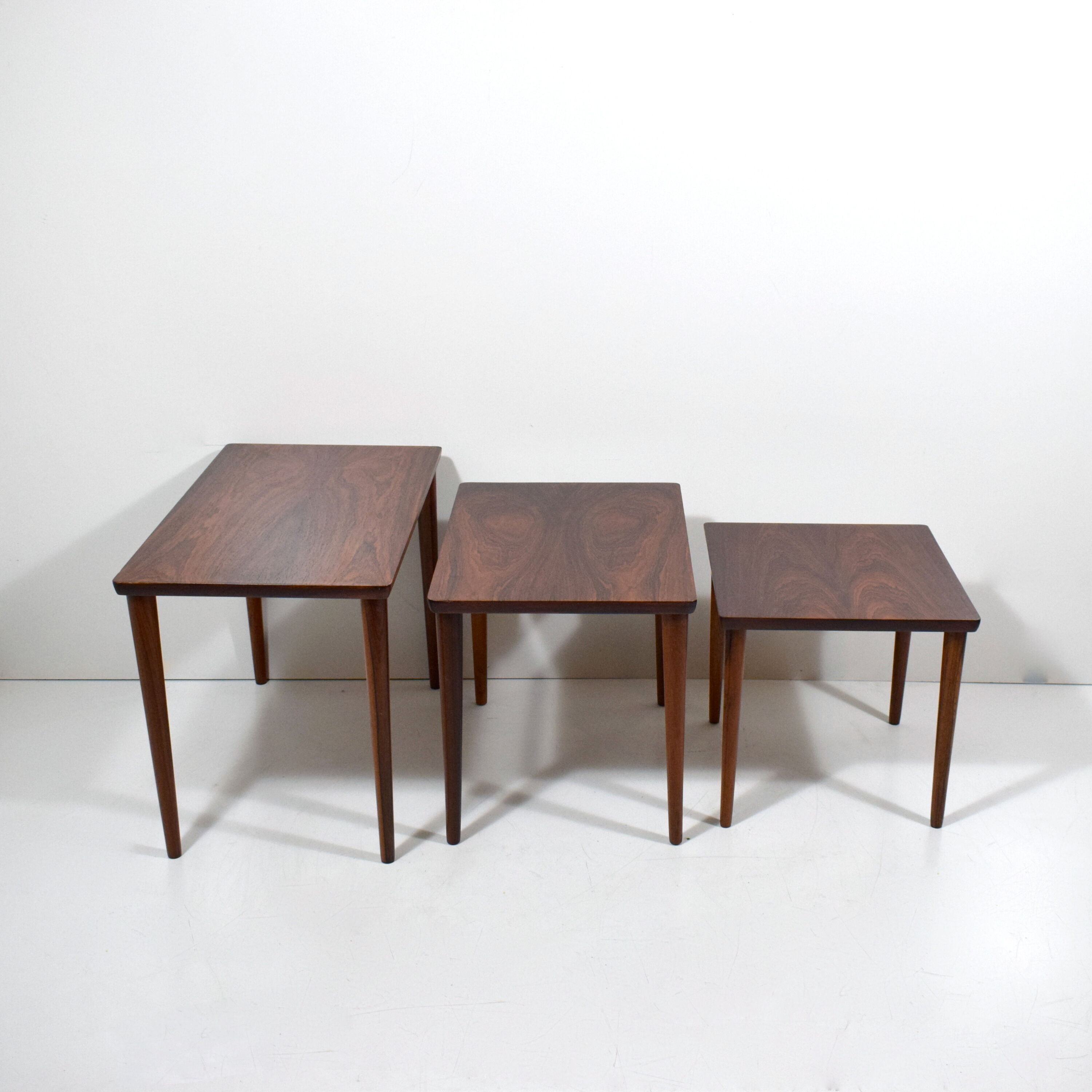 Scandinavian gigognes tables in rio rosewood, vintage