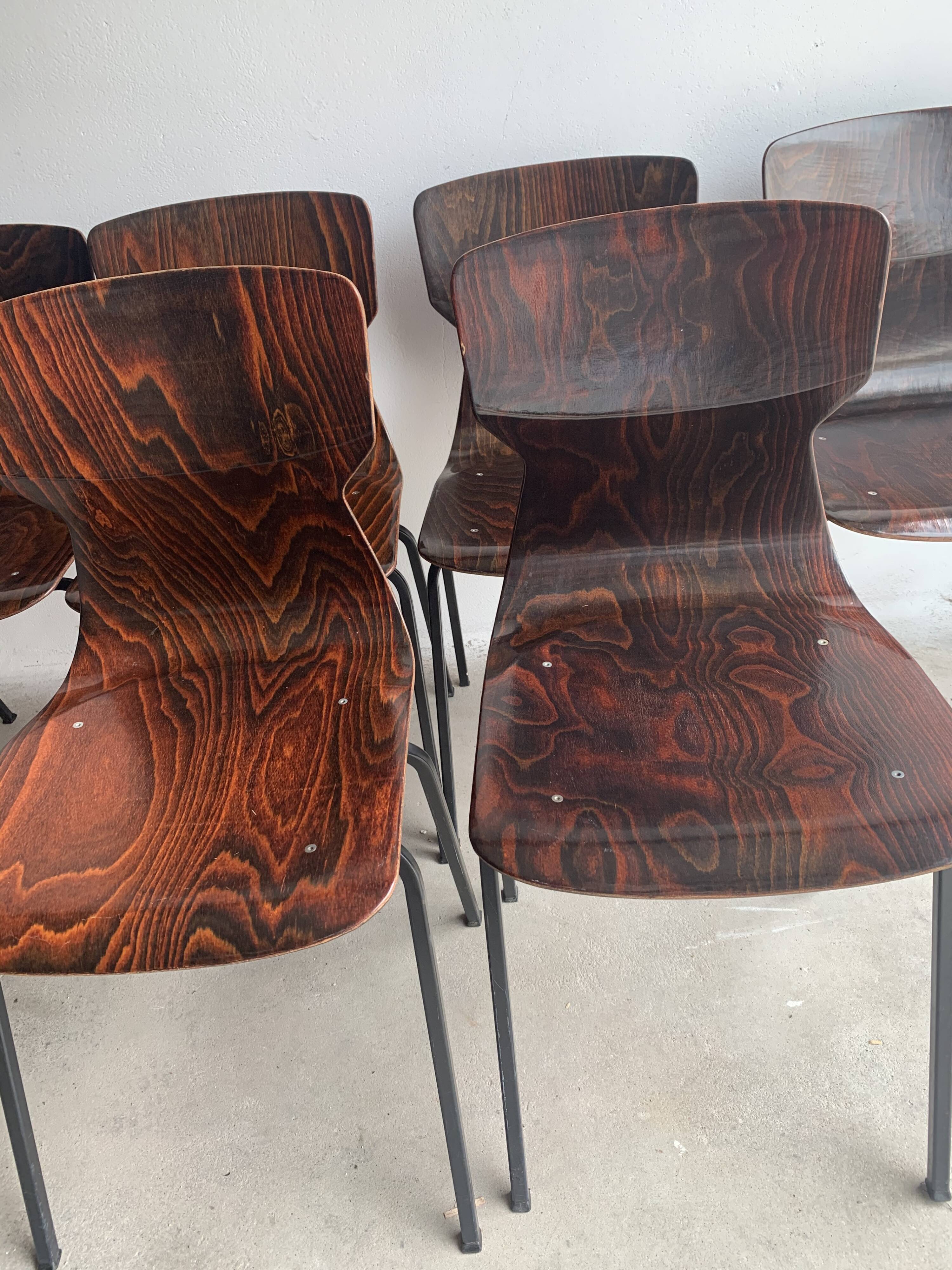 Set of 6 rosewood chairs Eromes