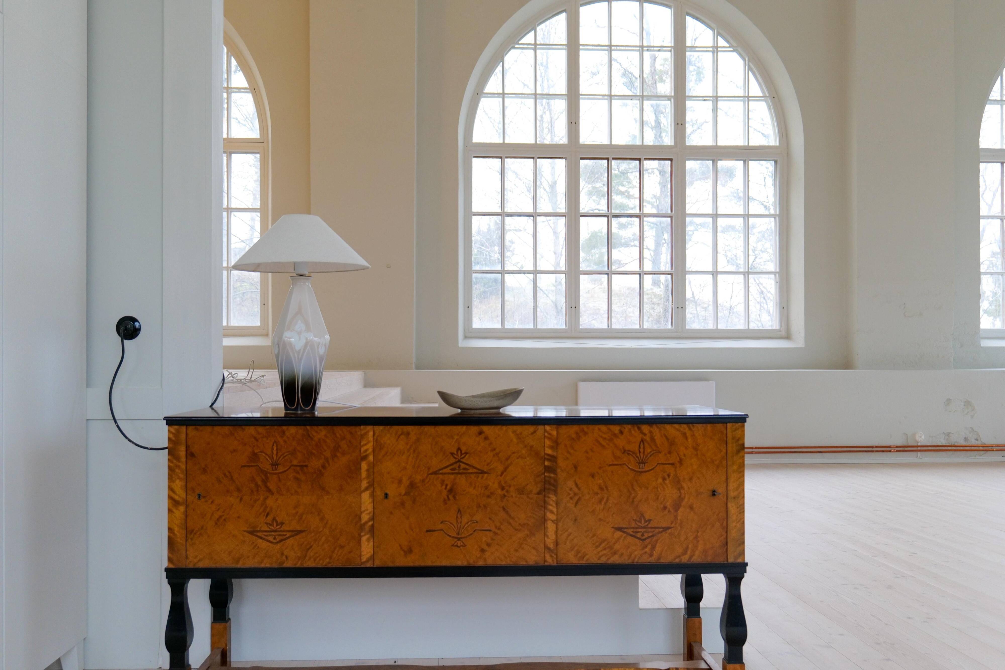 Art Nouveau ceramic table lamp Rörstrand Sweden, 1900