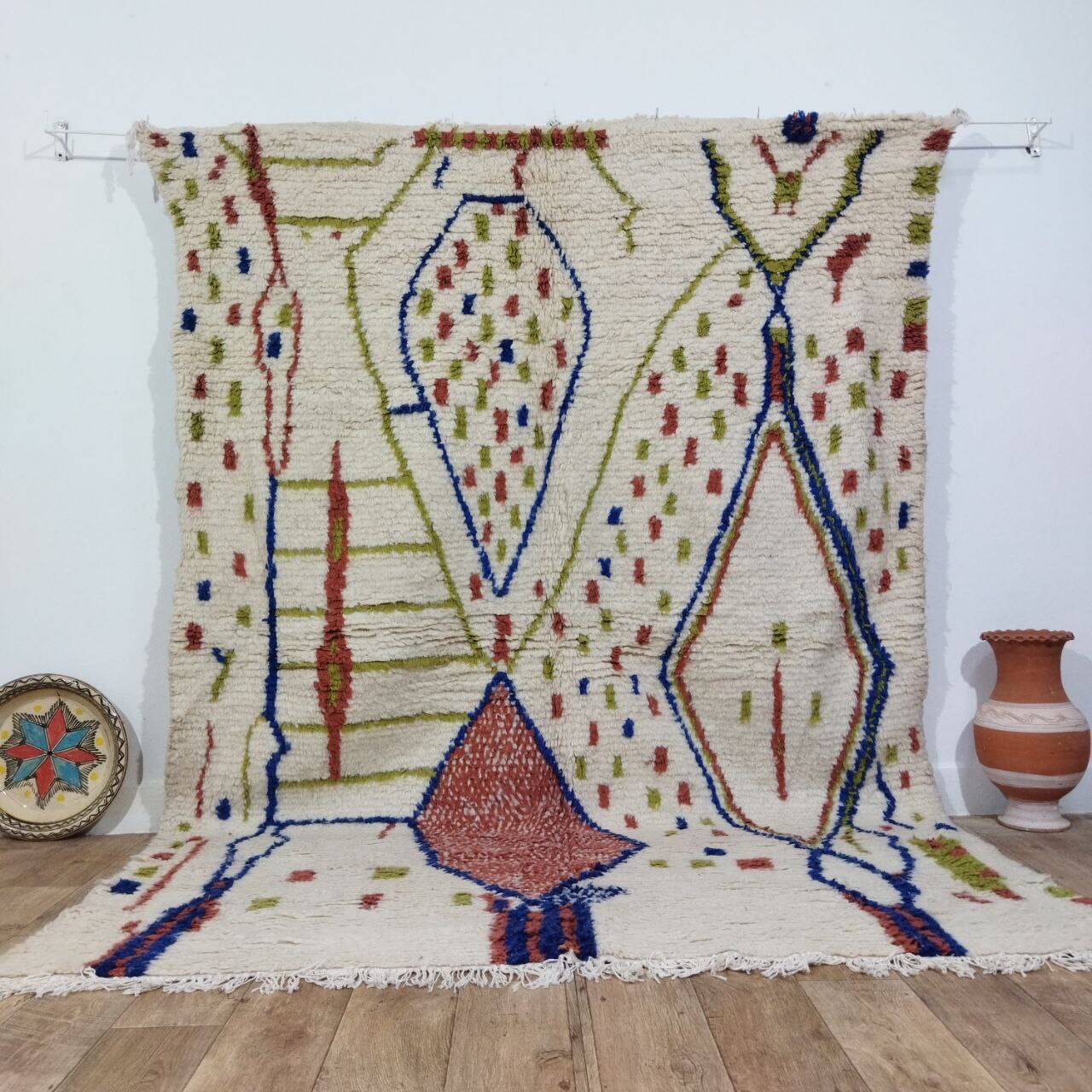 Handmade wool Berber rug 265x193cm