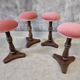 Set of antique stools old pink 1920s