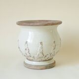 Beige glazed terracotta planter cache pot