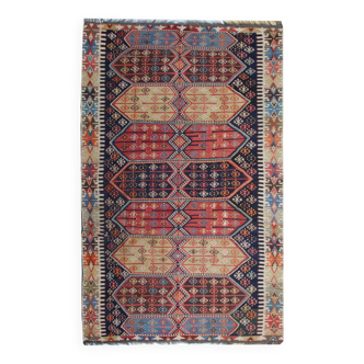 Turkish Tribal Kilim Rug 1880s, Geometric Wool Flatweave 355x229cm
