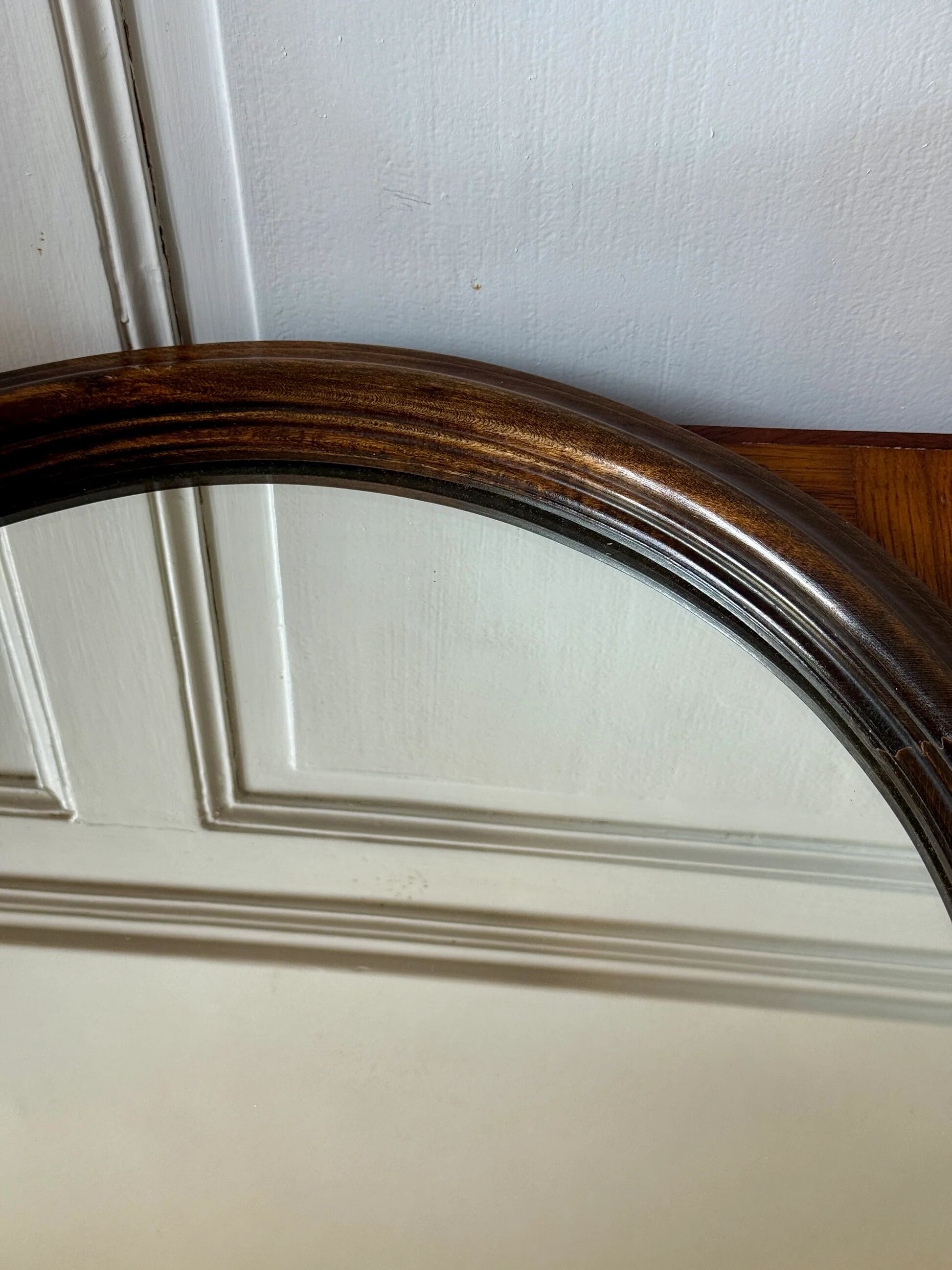 Minimalist round wooden mirror