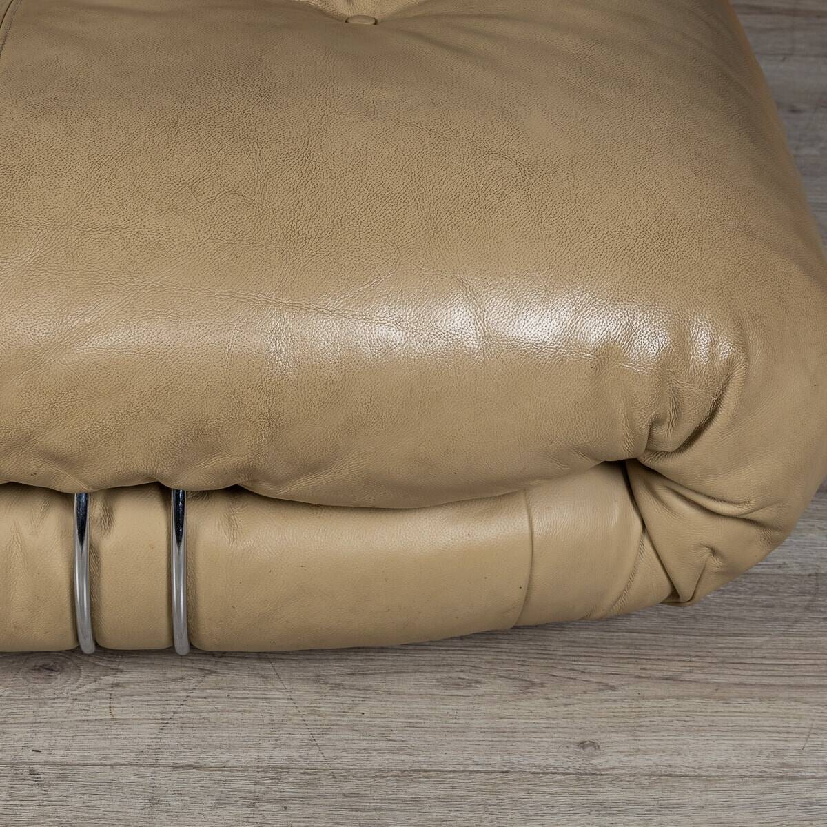 Italian 20thc beige "soriana" leather sofa by tobia scarpa for cassina