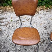 Set of 3 faux leather/steel chairs from the 50s/60s