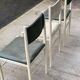 3 Scandinavian Baumann style chairs, steel and white and dark green crocodile leather