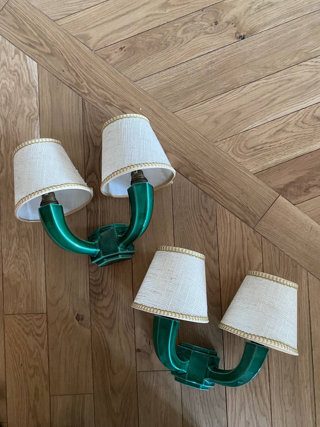 Pair of ceramic wall lights