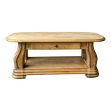 Art Deco coffee table in solid oak wood renovated double top