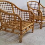 Pair of rattan armchairs