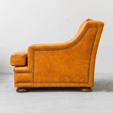 Coppia di poltrone in eco-pelle marrone anni ’50 vintage modernariato