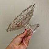 Compotier ou assiette à pied en verre ciselé vintage