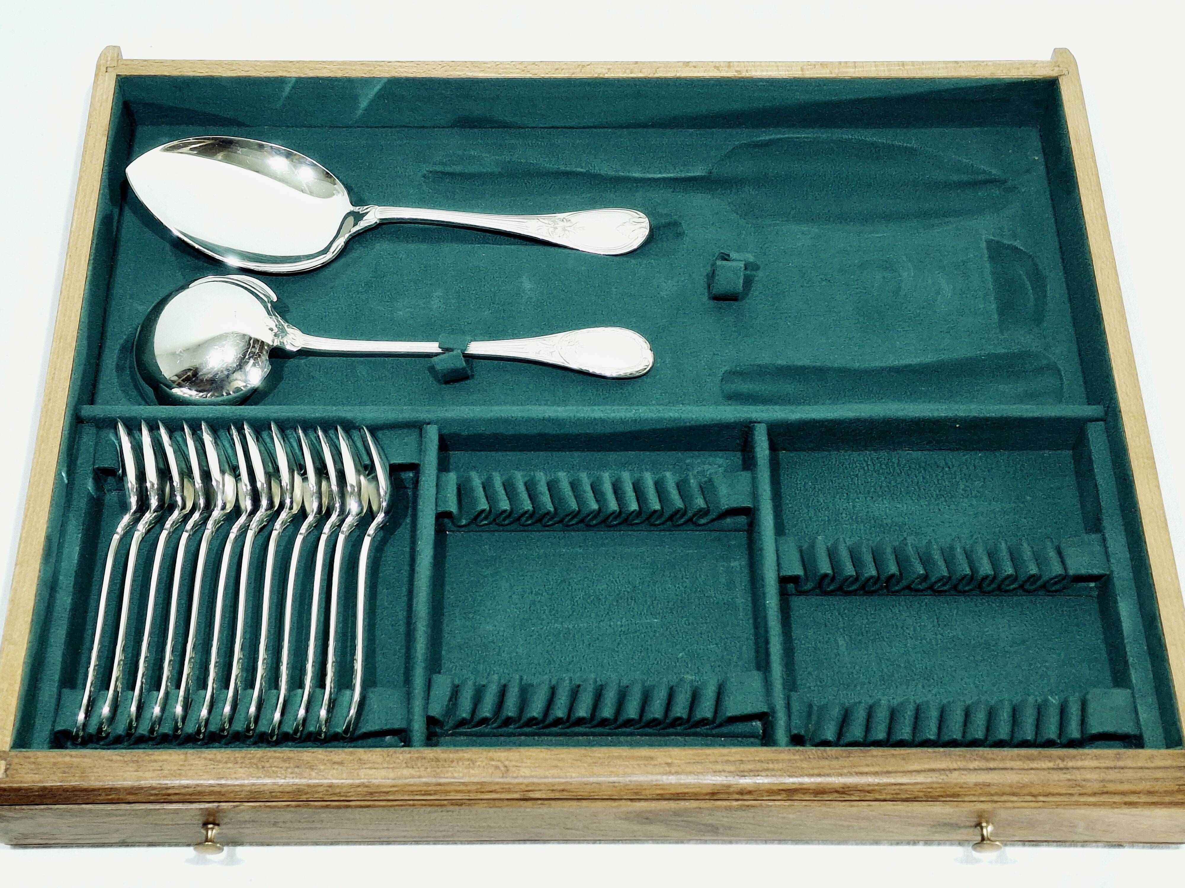 Christofle Cutlery Set - Trianon Model - 155 Pieces, Silver-Plated Metal