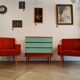 Commode Tchèque bois et formica vert d'eau