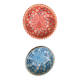 Two bowls, enameled ceramic cups, red and blue, artisanal, hand painted made in Italy