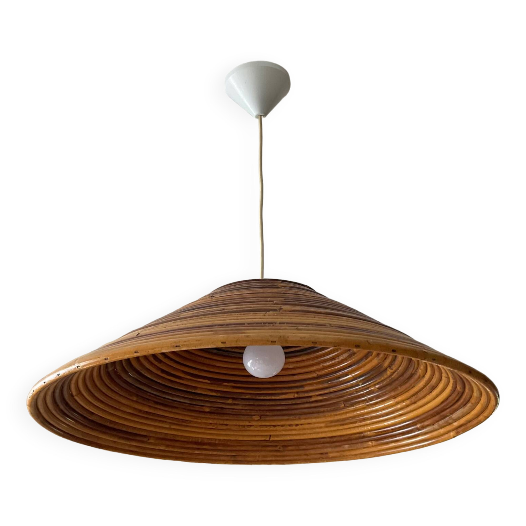 Large rattan pendant light from the 60s-70s