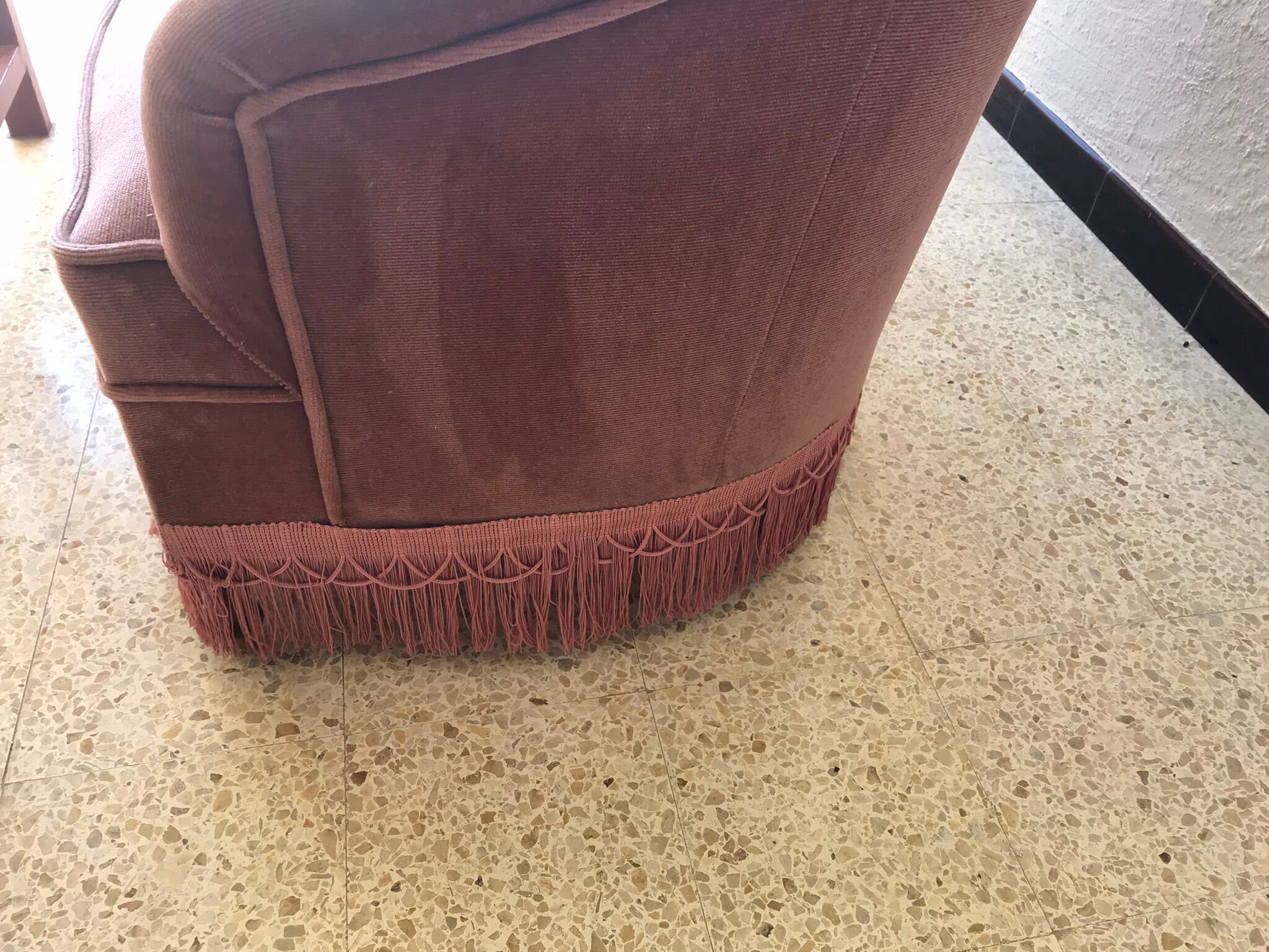 Pink vintage velvet sofa