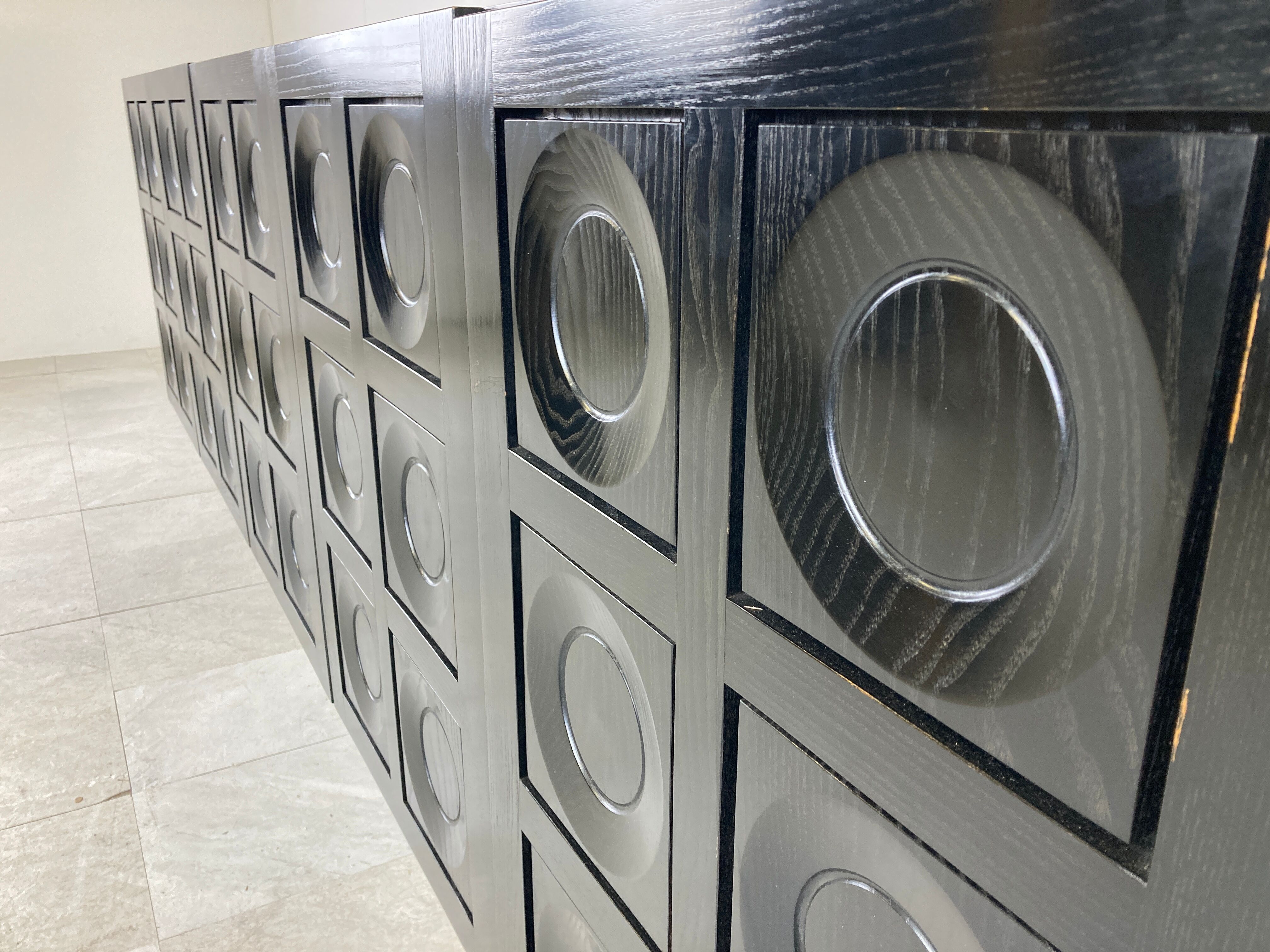 Black brutalist credenza, 1970s