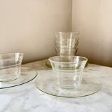 Vintage Jena Borosilicate Glass Tea Cups Set of 6 + Saucers,  GDR, 1960s