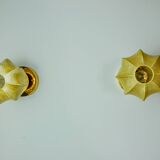 Pair of "cocoon" wall lights, resin and pine, Italy, 1970
