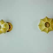 Pair of "cocoon" wall lights, resin and pine, Italy, 1970